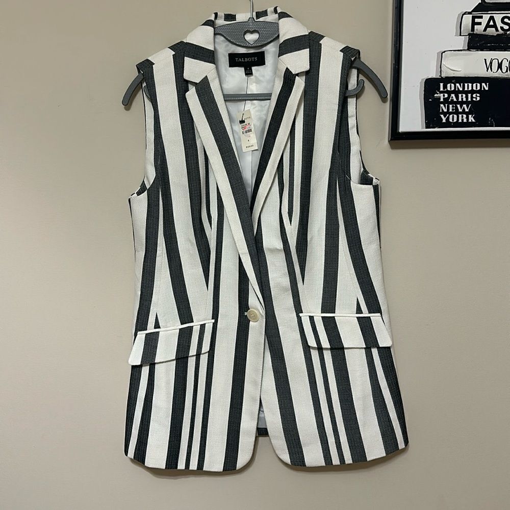 NWT TALBOTS STRIPED SLEEVELESS BLAZER 4